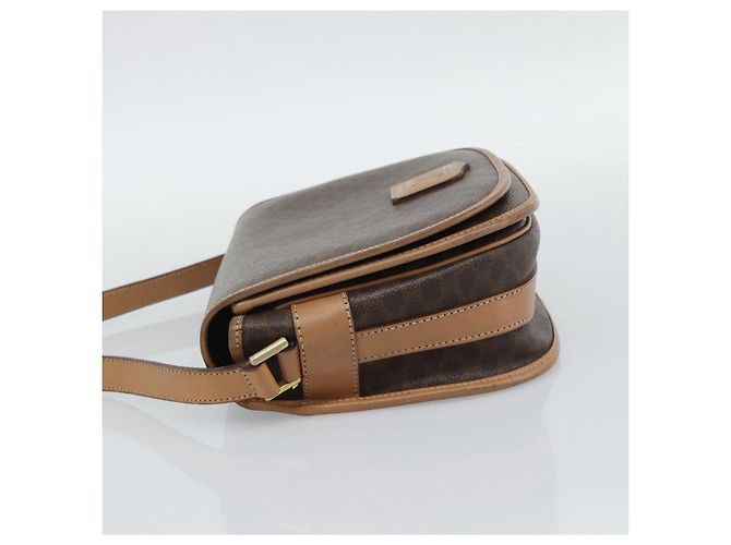 Céline CELINE Macadam Canvas Shoulder Bag PVC Leather Brown Gold - vista 3