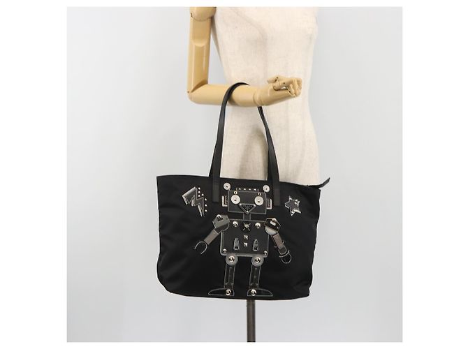 PRADA Robot Tote Bag Nylon Black Silver - Ansicht 26
