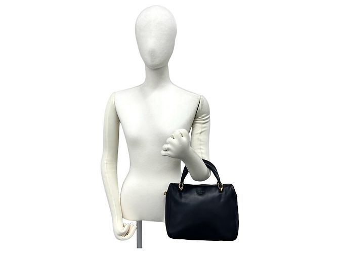 Céline Celine Mini Boston Tasche aus Leder mit Vintage Sternen-geprägtem Logo-Hardware Schwarz - Ansicht 2
