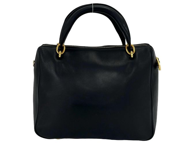 Céline Celine Mini Boston Tasche aus Leder mit Vintage Sternen-geprägtem Logo-Hardware Schwarz - Ansicht 3