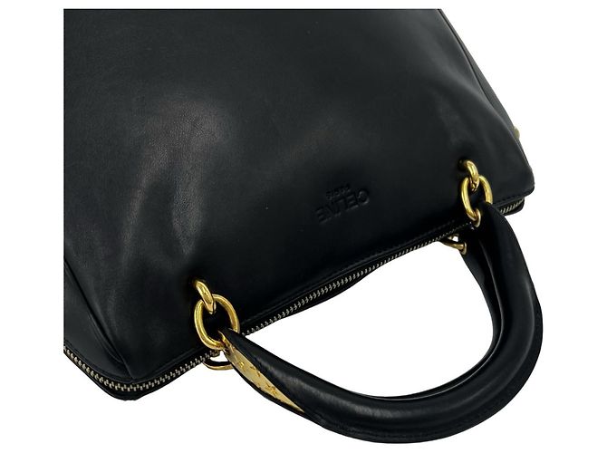 Céline Celine Mini Boston Tasche aus Leder mit Vintage Sternen-geprägtem Logo-Hardware Schwarz - Ansicht 4