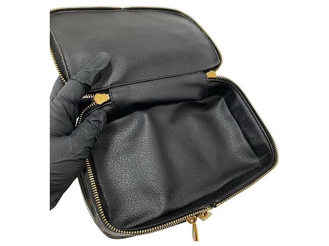 Céline Bolso de mano CELINE Vintage Macadam Blazon Pattern Triomphe de cuero Castaño Negro - vista 10