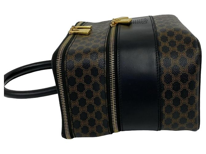 Céline Bolso de mano CELINE Vintage Macadam Blazon Pattern Triomphe de cuero Castaño Negro - vista 5
