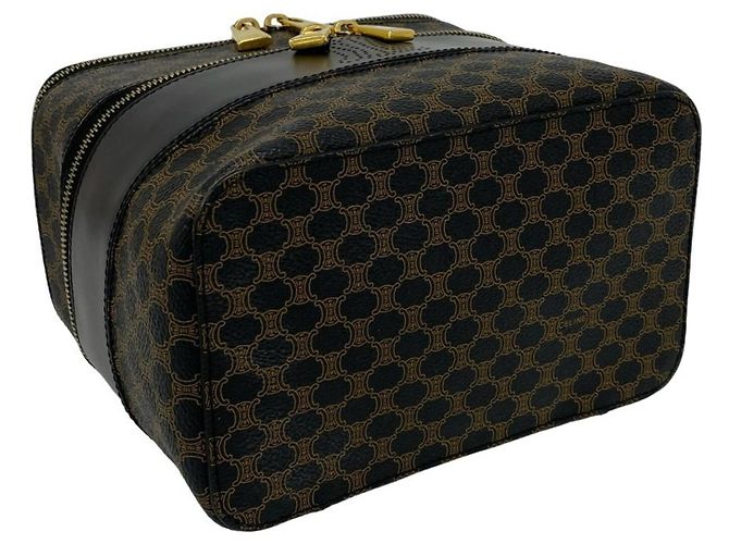 Céline Bolso de mano CELINE Vintage Macadam Blazon Pattern Triomphe de cuero Castaño Negro - vista 7