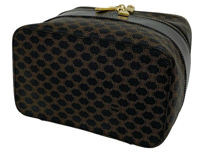 Céline Bolso de mano CELINE Vintage Macadam Blazon Pattern Triomphe de cuero Castaño Negro - vista 8