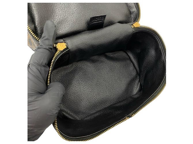 Céline Bolso de mano CELINE Vintage Macadam Blazon Pattern Triomphe de cuero Castaño Negro - vista 9