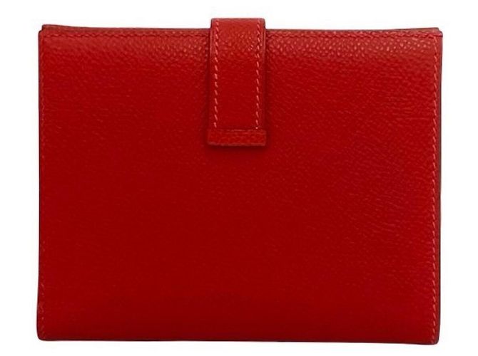 Hermès Cartera bi-fold Hermes Bearn Compact Veau Epsom Roja - vista 2