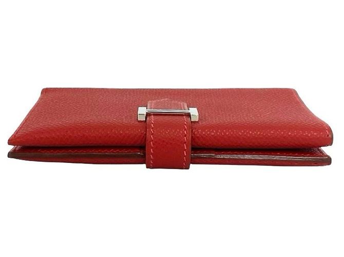 Hermès Cartera bi-fold Hermes Bearn Compact Veau Epsom Roja - vista 3