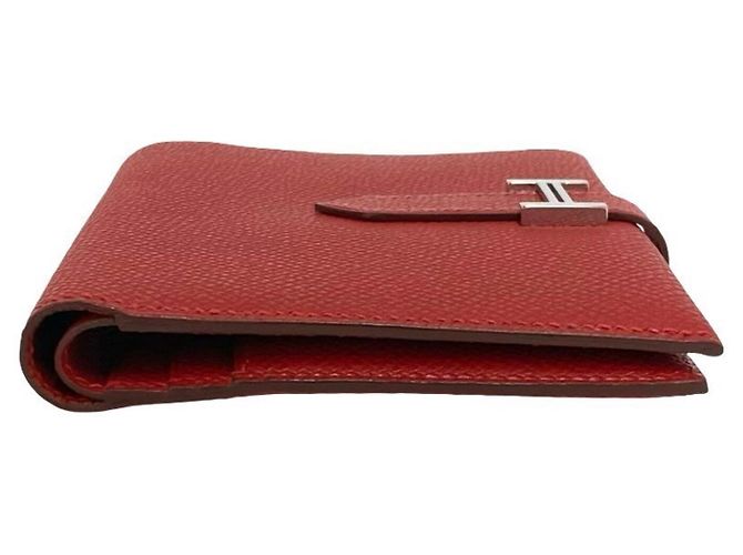 Hermès Cartera bi-fold Hermes Bearn Compact Veau Epsom Roja - vista 4