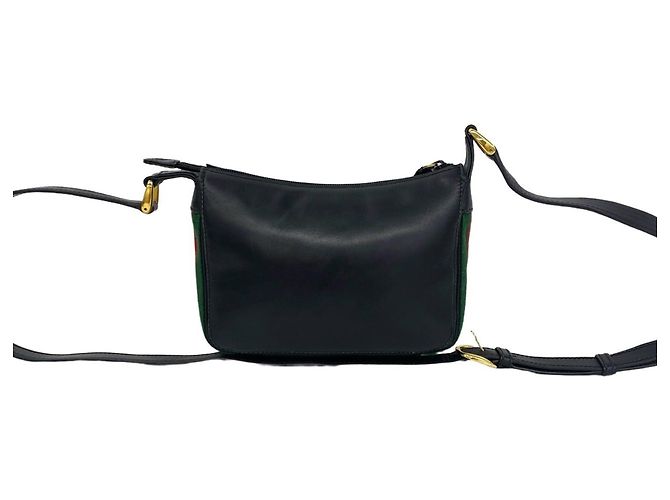 Borsa a tracolla in pelle Gucci Old Sherry Line Nero Rosso Verde - vista 3