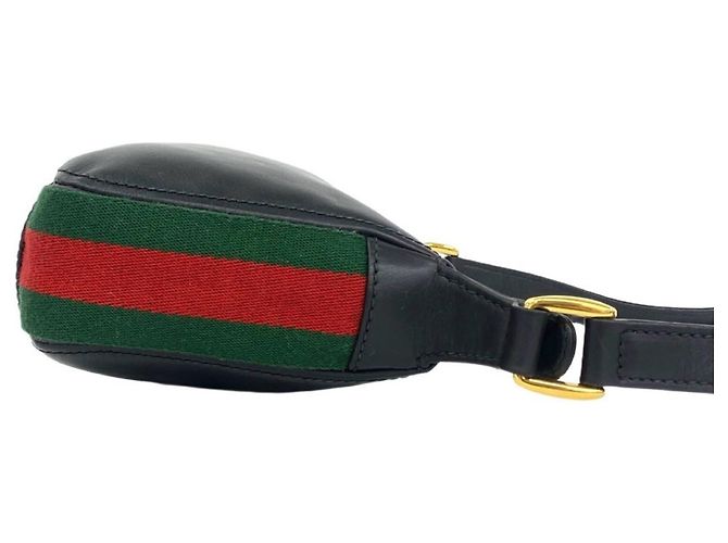 Borsa a tracolla in pelle Gucci Old Sherry Line Nero Rosso Verde - vista 6