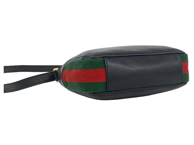 Borsa a tracolla in pelle Gucci Old Sherry Line Nero Rosso Verde - vista 7