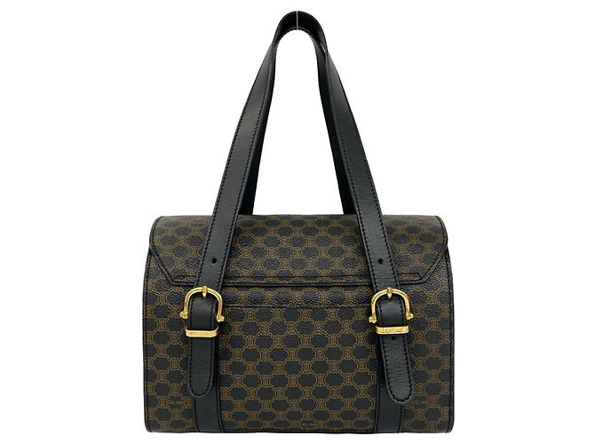 Triomphe Céline Borsa a mano Mini Boston Celine Macadam Blazon Pattern Marrone Nero - vista 3