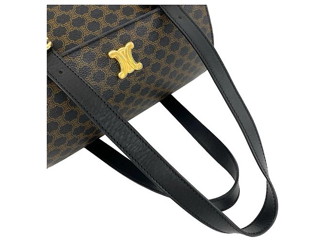 Triomphe Céline Borsa a mano Mini Boston Celine Macadam Blazon Pattern Marrone Nero - vista 4