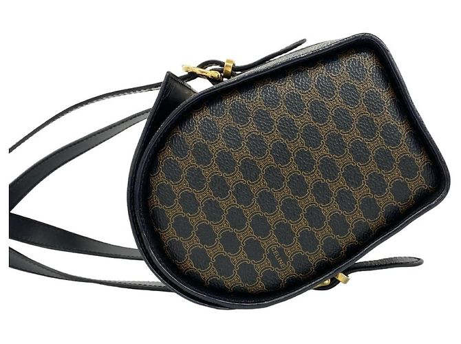 Triomphe Céline Borsa a mano Mini Boston Celine Macadam Blazon Pattern Marrone Nero - vista 5