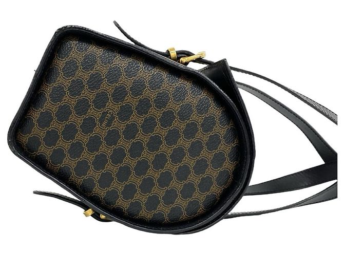 Triomphe Céline Borsa a mano Mini Boston Celine Macadam Blazon Pattern Marrone Nero - vista 6
