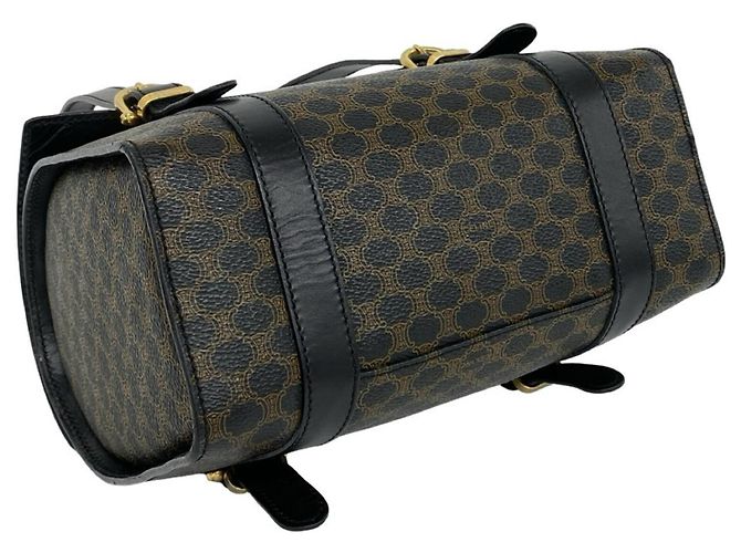 Triomphe Céline Borsa a mano Mini Boston Celine Macadam Blazon Pattern Marrone Nero - vista 7