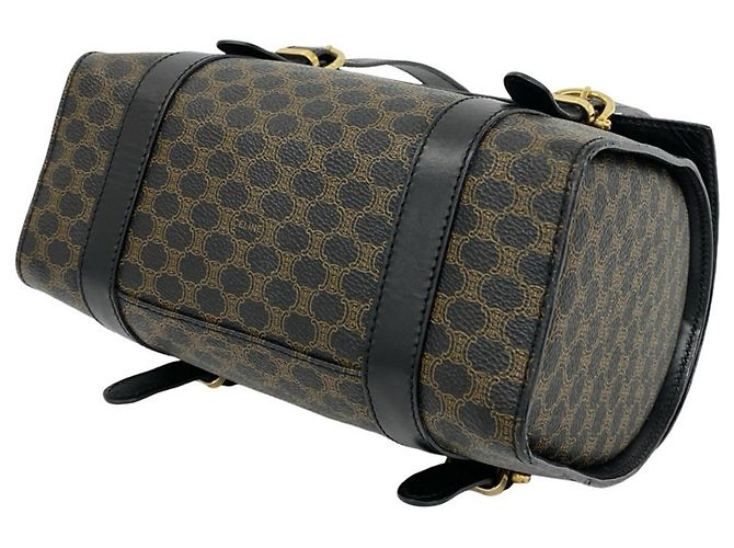 Triomphe Céline Borsa a mano Mini Boston Celine Macadam Blazon Pattern Marrone Nero - vista 8
