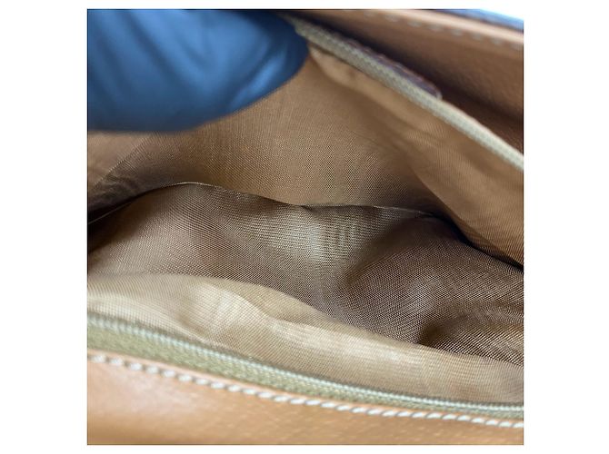 Céline CELINE Vintage Macadam Blazon Pattern Triomphe Schultertasche/Pochette aus Leder Braun - Ansicht 10