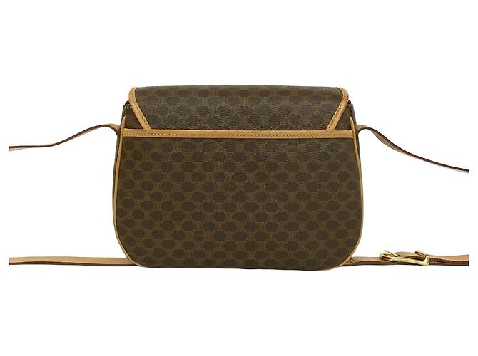 Céline CELINE Vintage Macadam Blazon Pattern Triomphe Schultertasche/Pochette aus Leder Braun - Ansicht 3
