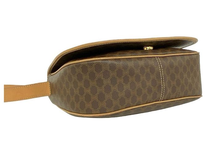 Céline CELINE Vintage Macadam Blazon Pattern Triomphe Schultertasche/Pochette aus Leder Braun - Ansicht 7