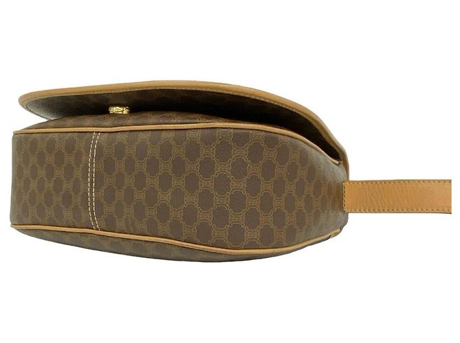 Céline CELINE Vintage Macadam Blazon Pattern Triomphe Schultertasche/Pochette aus Leder Braun - Ansicht 8