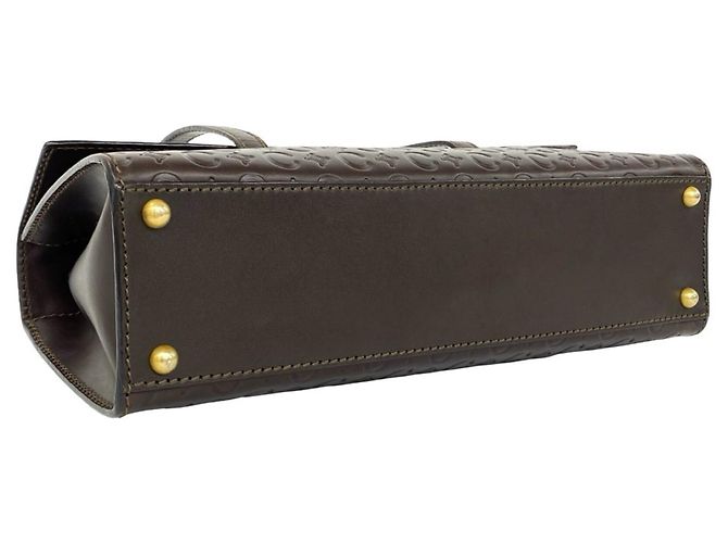 Céline Borsa in pelle goffrata Celine C Macadam Triomphe Logo Marrone - vista 7