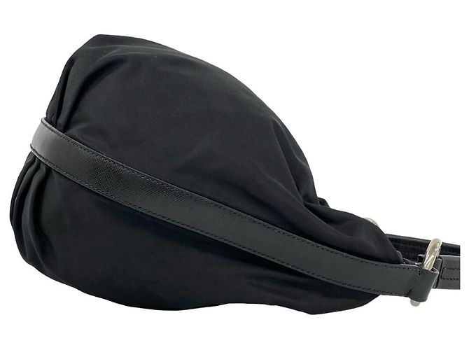 Saffiano Borsa Prada Semi One Shoulder in Nero - vista 6