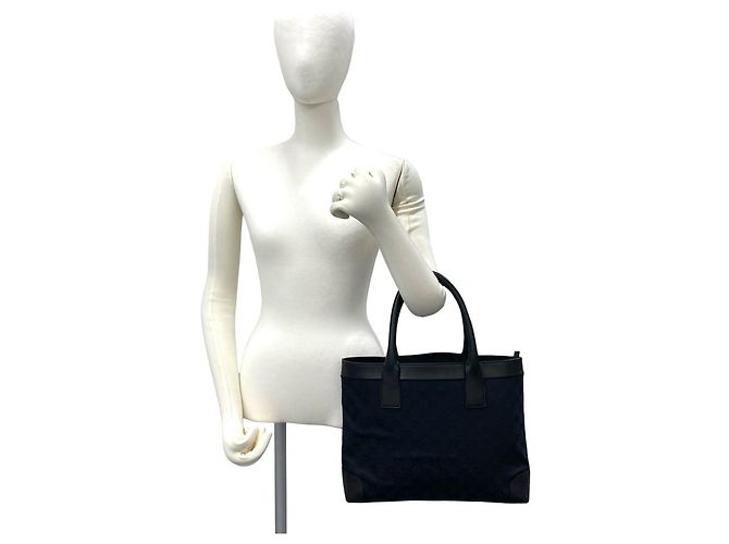 Mini Tote Handbag Gucci GG Logo Nero Blu navy - vista 2