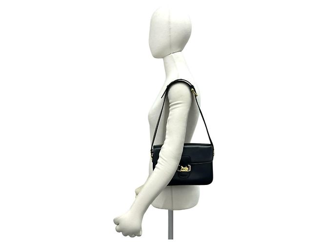 Céline Celine Semi-One Shoulder Tasche aus Vintage-Kalbsleder Marineblau - Ansicht 2