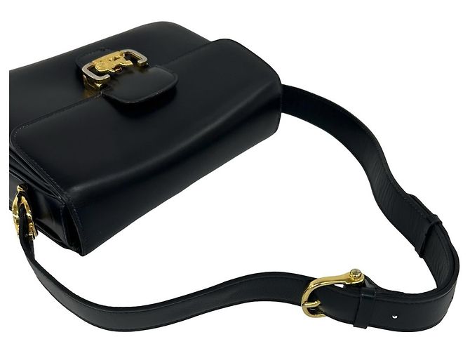 Céline Celine Semi-One Shoulder Tasche aus Vintage-Kalbsleder Marineblau - Ansicht 4