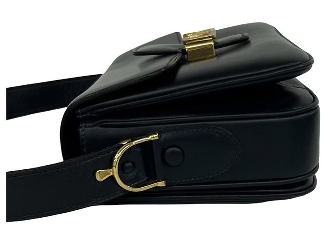 Céline Celine Semi-One Shoulder Tasche aus Vintage-Kalbsleder Marineblau - Ansicht 5