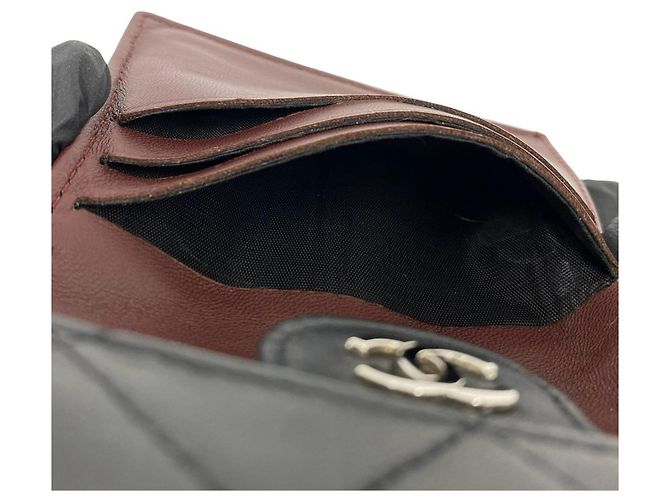 Cartera tri-fold Chanel Matelassé Coco Mark de piel de cordero negra Negro - vista 9