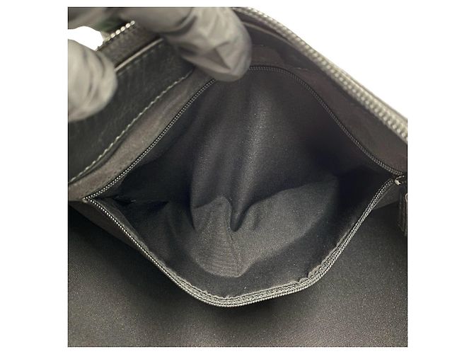 Bolso semi-hombro de cuero y lona con estampado GG Logo Gucci Negro Verde - vista 10
