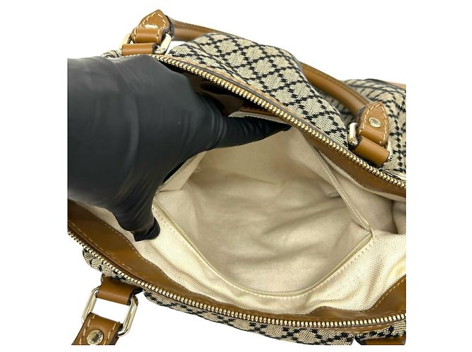 Borsa a mano Gucci Sukey in tela Diamante e pelle Nero Beige - vista 10