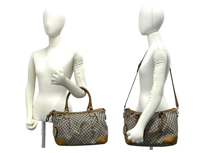 Borsa a mano Gucci Sukey in tela Diamante e pelle Nero Beige - vista 2