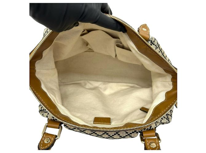 Borsa a mano Gucci Sukey in tela Diamante e pelle Nero Beige - vista 9
