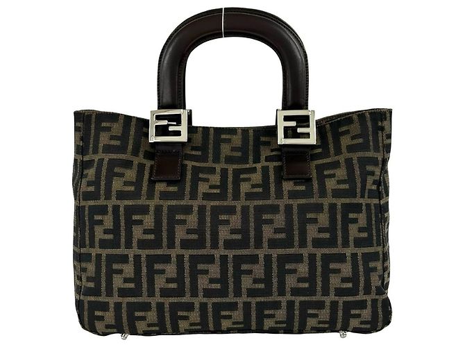 Fendi Zucca FF Pattern Mini Tote Bag Braun Schwarz - Ansicht 3
