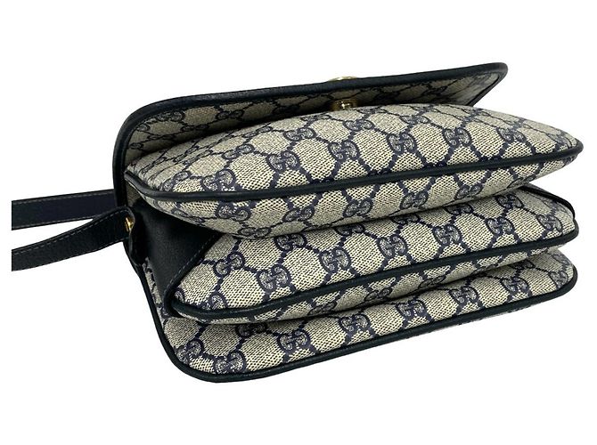 Mini borsa a tracolla Gucci in pelle blu navy - vista 7