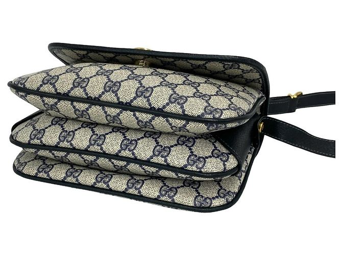 Mini borsa a tracolla Gucci in pelle blu navy - vista 8