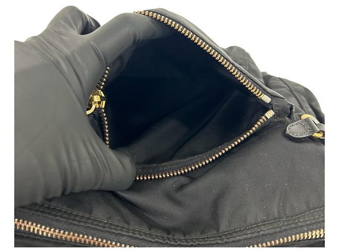 Saffiano Borsa a tracolla Prada in nylon e pelle Nero - vista 10