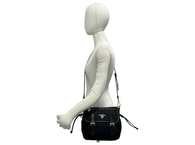 Saffiano Borsa a tracolla Prada in nylon e pelle Nero - vista 2