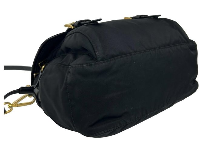 Saffiano Borsa a tracolla Prada in nylon e pelle Nero - vista 7
