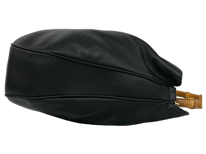 GUCCI Old Bamboo Leder 2-way Schultertasche Schwarz - Ansicht 6