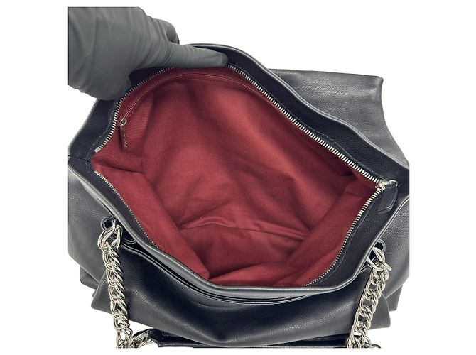 Borsa Tote Chanel Coco Mark Chain in pelle caviar Nero - vista 10