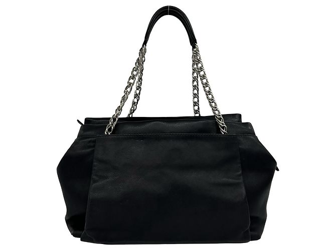 Borsa Tote Chanel Coco Mark Chain in pelle caviar Nero - vista 3