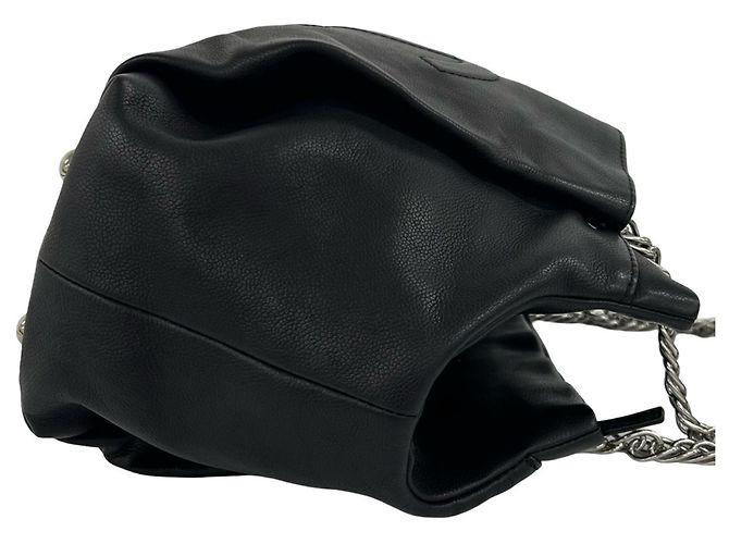 Borsa Tote Chanel Coco Mark Chain in pelle caviar Nero - vista 6