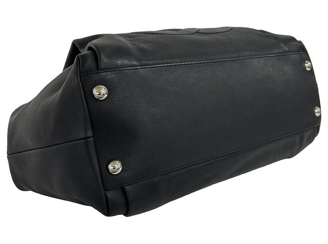 Borsa Tote Chanel Coco Mark Chain in pelle caviar Nero - vista 7
