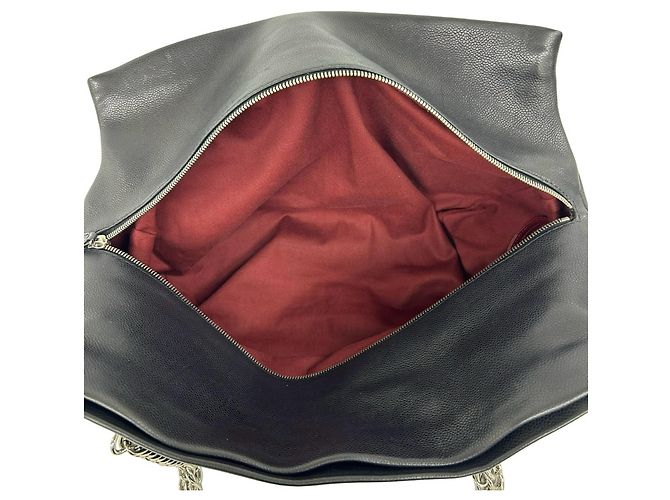 Borsa Tote Chanel Coco Mark Chain in pelle caviar Nero - vista 9