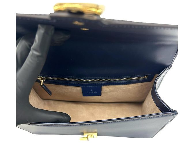 Borsa a tracolla in pelle GUCCI Sylvie Sherry Line con logo in metallo Rosso Verde Blu navy - vista 9